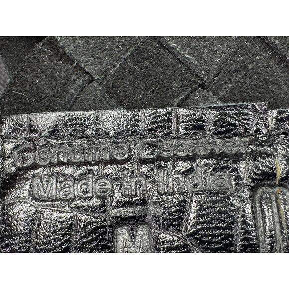 Vintage 1990s Black Woven Leather 3" Wide Elastic Belt - Picture 10 of 13